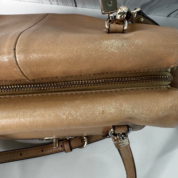 Coach Madison 25169 East West Front Flap Turnlock Satchel Camel & Pink  (READ) - Picture 4 of 16